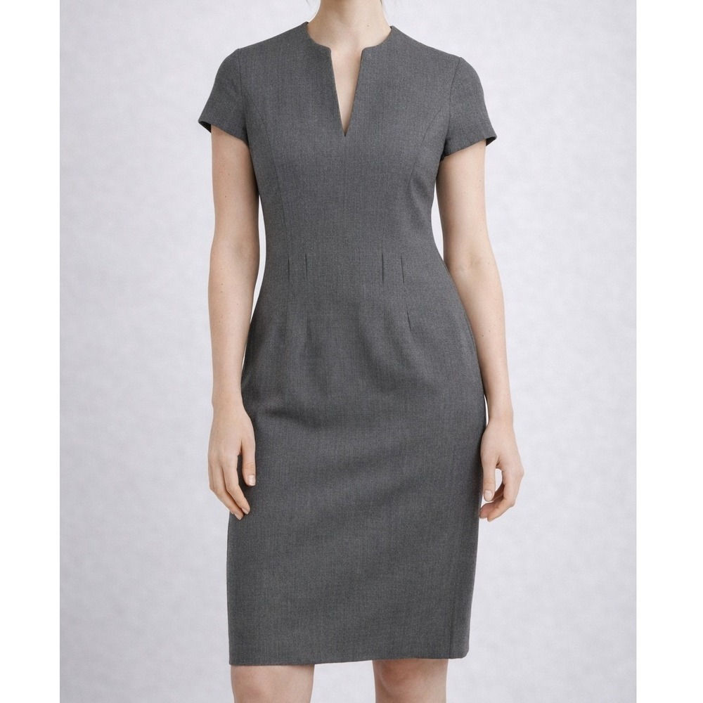 Ralph Lauren Black Label Wool Sheath Dress Size 4 Gray Workwear Minimalist Chic